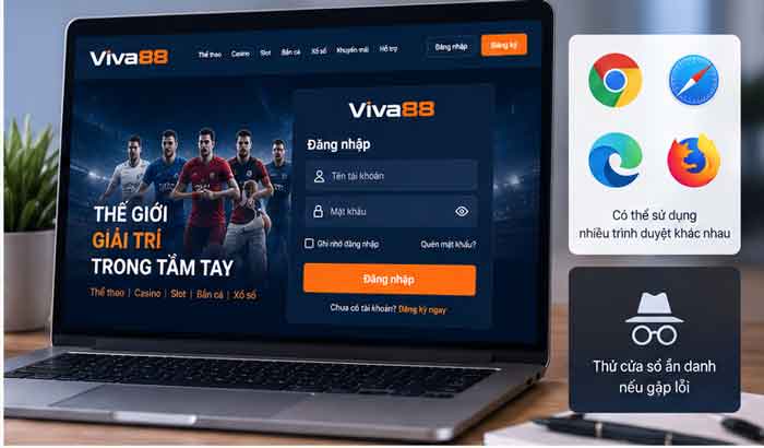 Đăng nhập tài khoản viva88 trên máy tính
