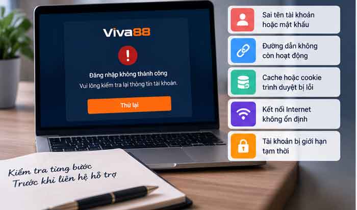 Lỗi không đăng nhập được vào viva88