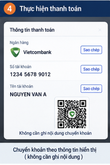 Thực hiện thanh toán khi nạp tiền Viva88